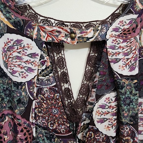 Umgee boho oversized short dress / tunic top V cut out back woman's size medium - Picture 9 of 12